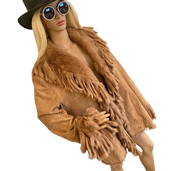 ASHLEY STEWART  | CAMEL FUR LEATHER COAT - Picture 2 of 16